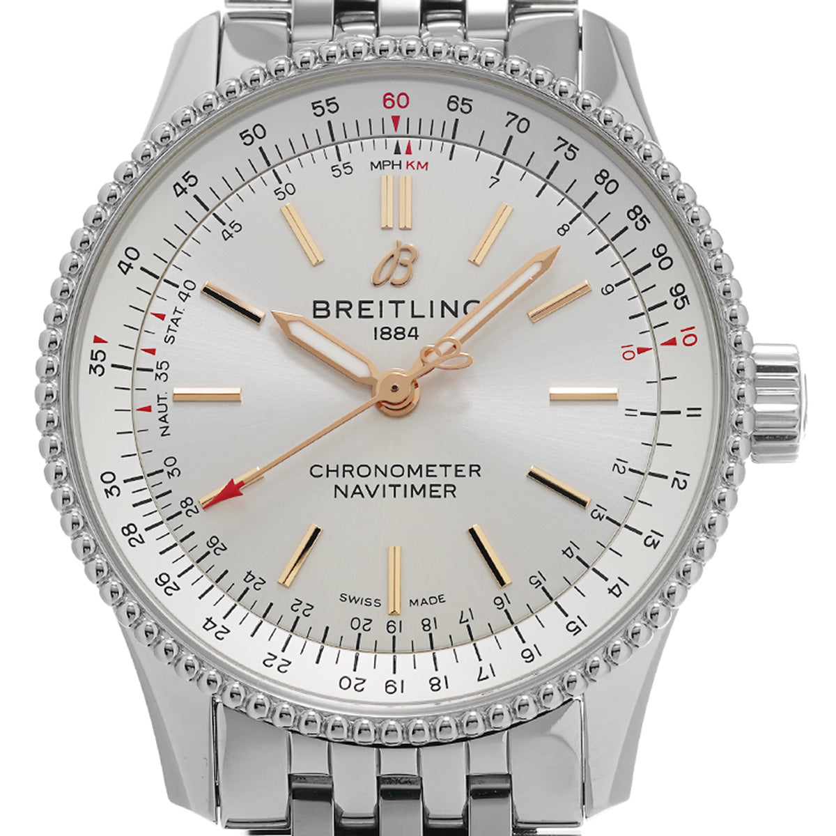  Shop Authentic Breitling Navitimer Automatic 35 White Dial Silver Steel Strap Watch for Men - A17395F41G1A1 - Luxxuri