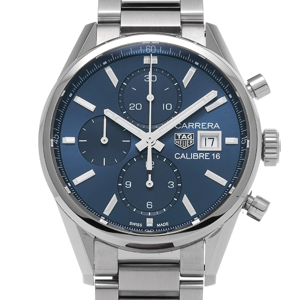  Shop Authentic Tag Heuer Carrera Chronograph 41mm Blue Dial Silver Steel Strap Watch for Men - CBK2112.BA0715 - Luxxuri