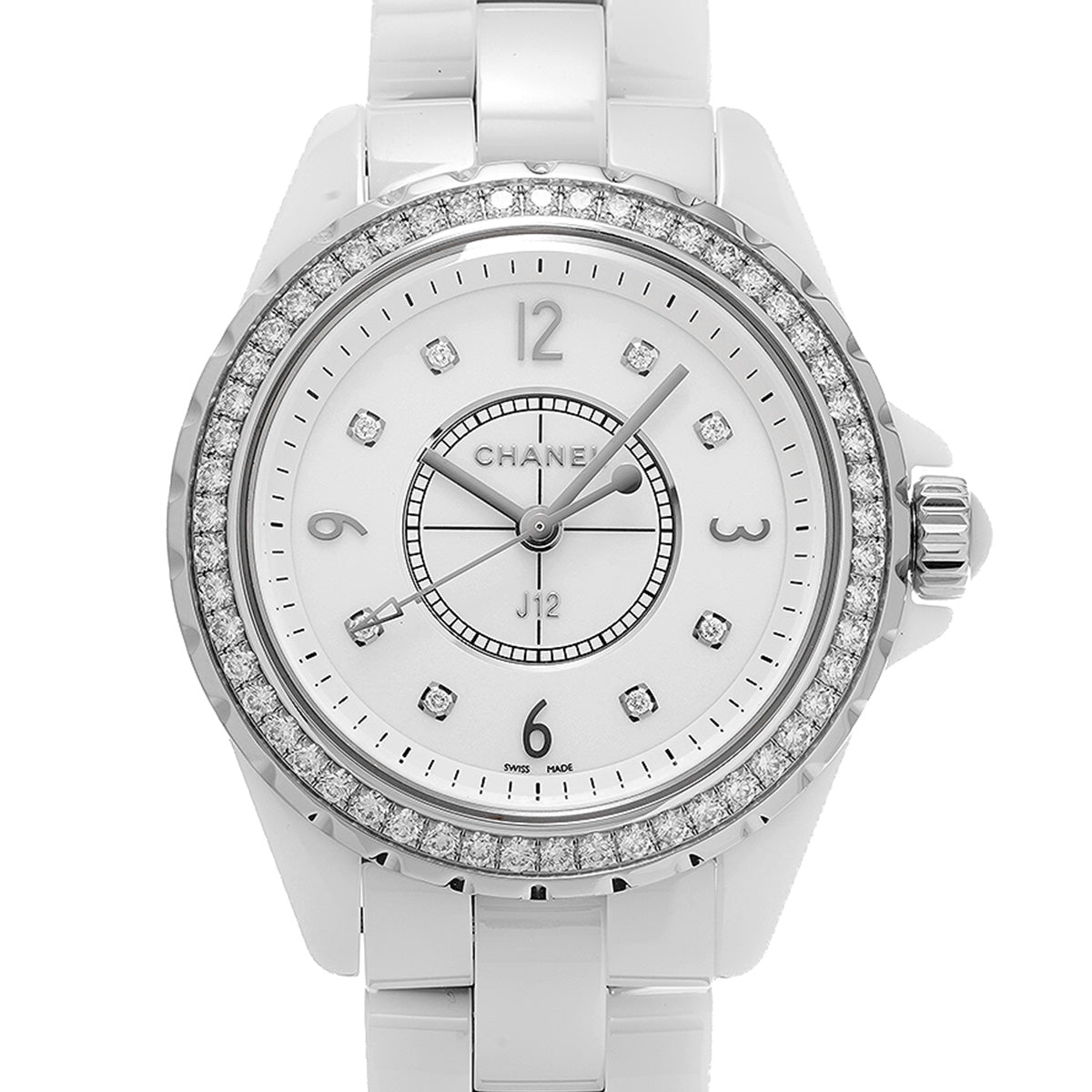  Shop Authentic Chanel J12 Quartz Diamonds White Dial White Steel Strap Watch for Women - J12 H3110 - Luxxuri