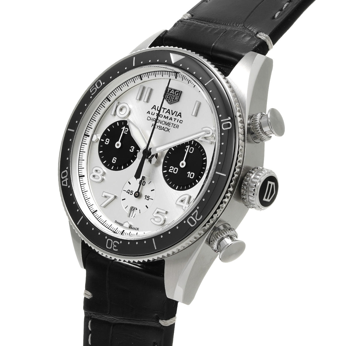  Shop Authentic Tag Heuer Autavia Chronometer Flyback Chronograph Silver Dial Black Leather Strap Watch for Men - CBE511B.FC8279 - Luxxuri