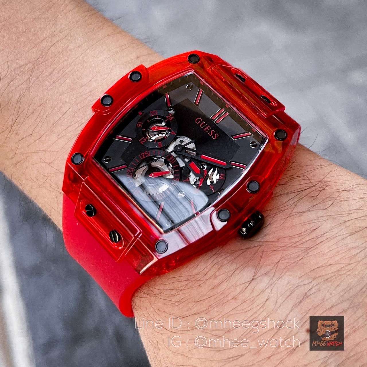  Shop Authentic Guess Phoenix Multifunction Black Dial Red Rubber Strap Watch for Men - GW0203G5 - Luxxuri