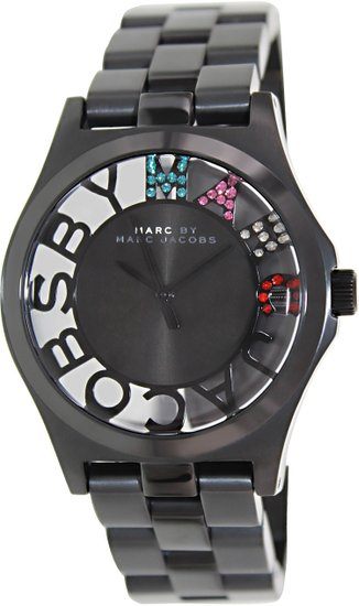  Shop Authentic Marc Jacobs Henry Skeleton Black Dial Black Steel Strap Watch for Women - MBM3265 - Luxxuri