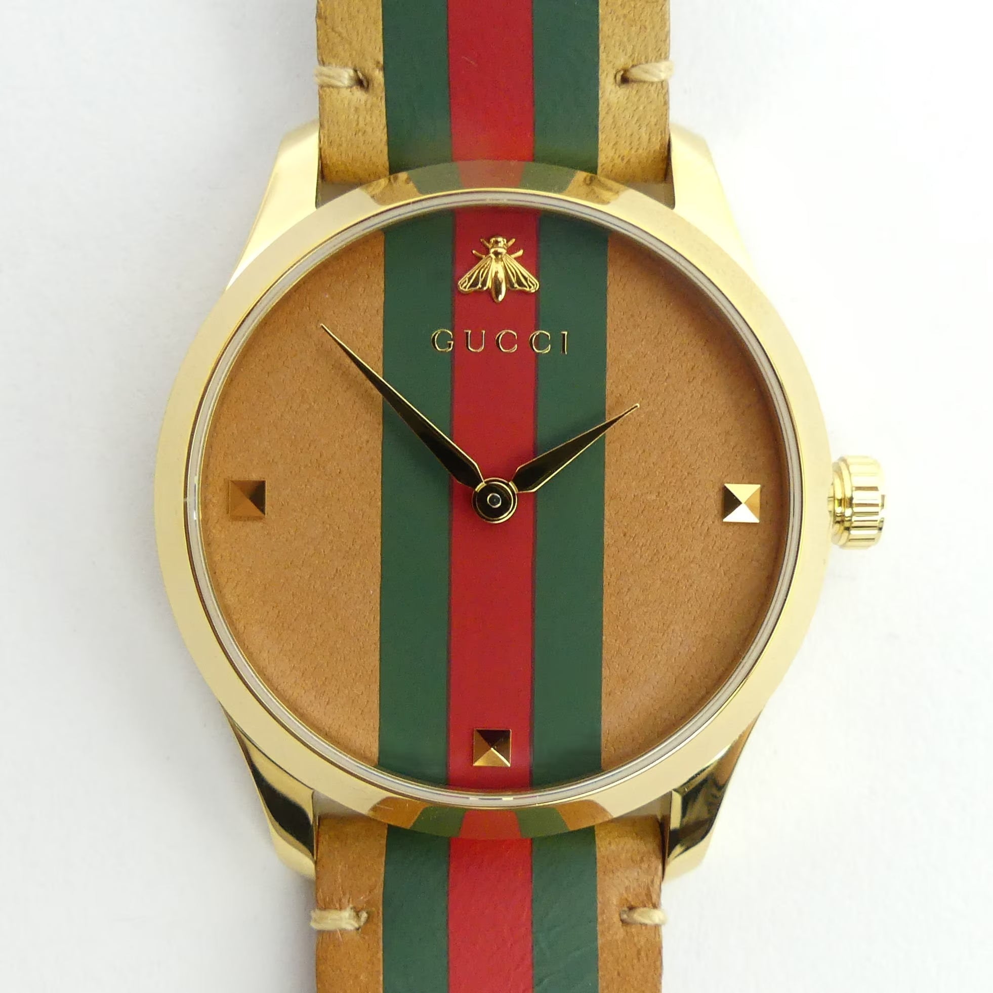  Shop Authentic Gucci G Timeless Quartz Brown Dial Brown Leather Strap Unisex Watch - YA1264077 - Luxxuri