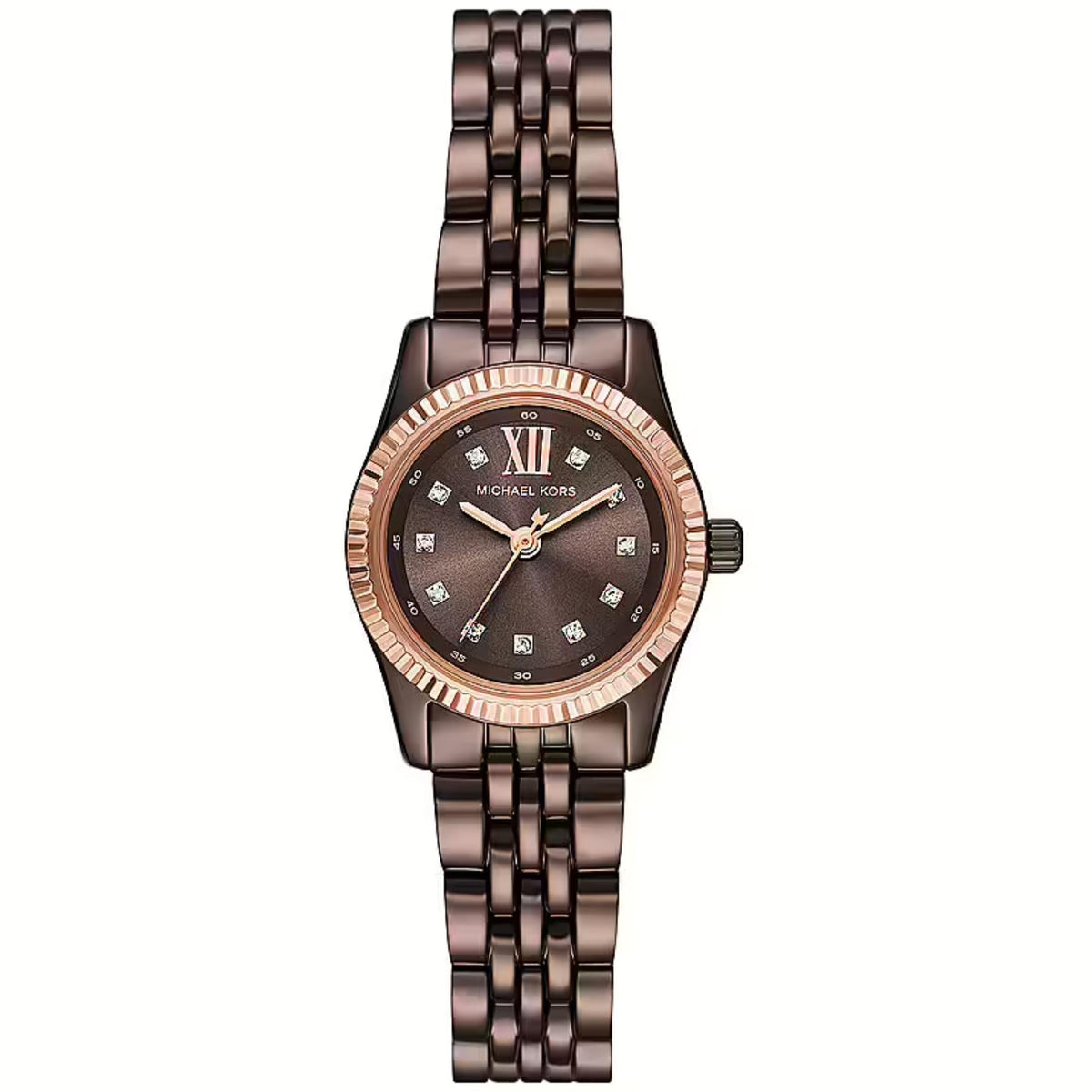  Shop Authentic Michael Kors Lexington Three-Hand Brown Dial Brown Steel Strap Watch for Women - MK4844 - Luxxuri