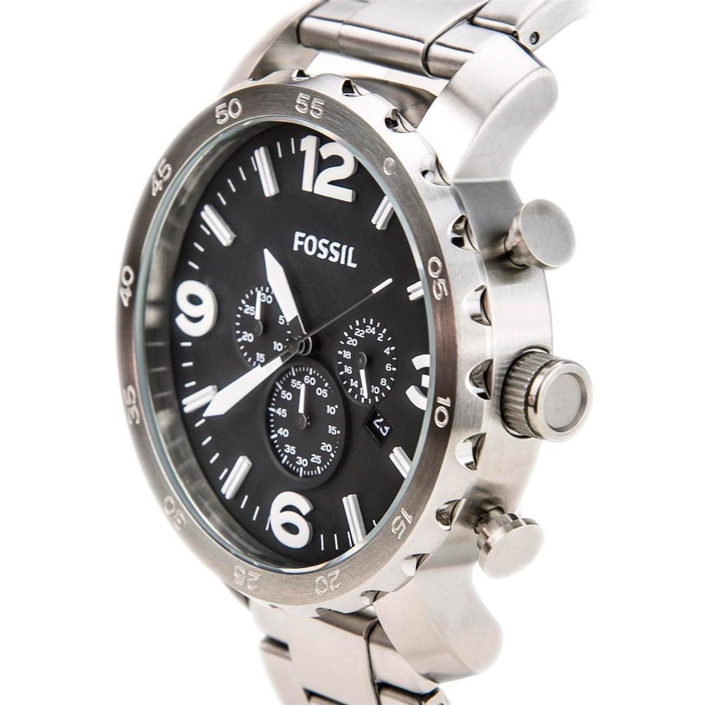  Shop Authentic Fossil Nate Chronograph Black Dial Silver Steel Strap Watch for Men - JR1353 - Luxxuri
