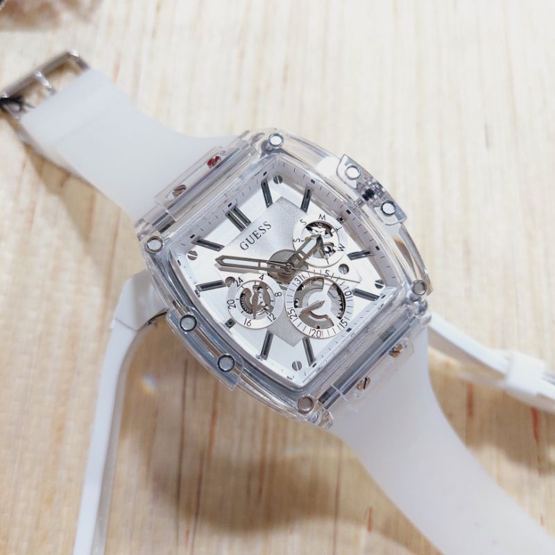  Shop Authentic Guess Phoenix Multi Function Silver Dial White Rubber Strap Watch for Men - GW0203G1 - Luxxuri