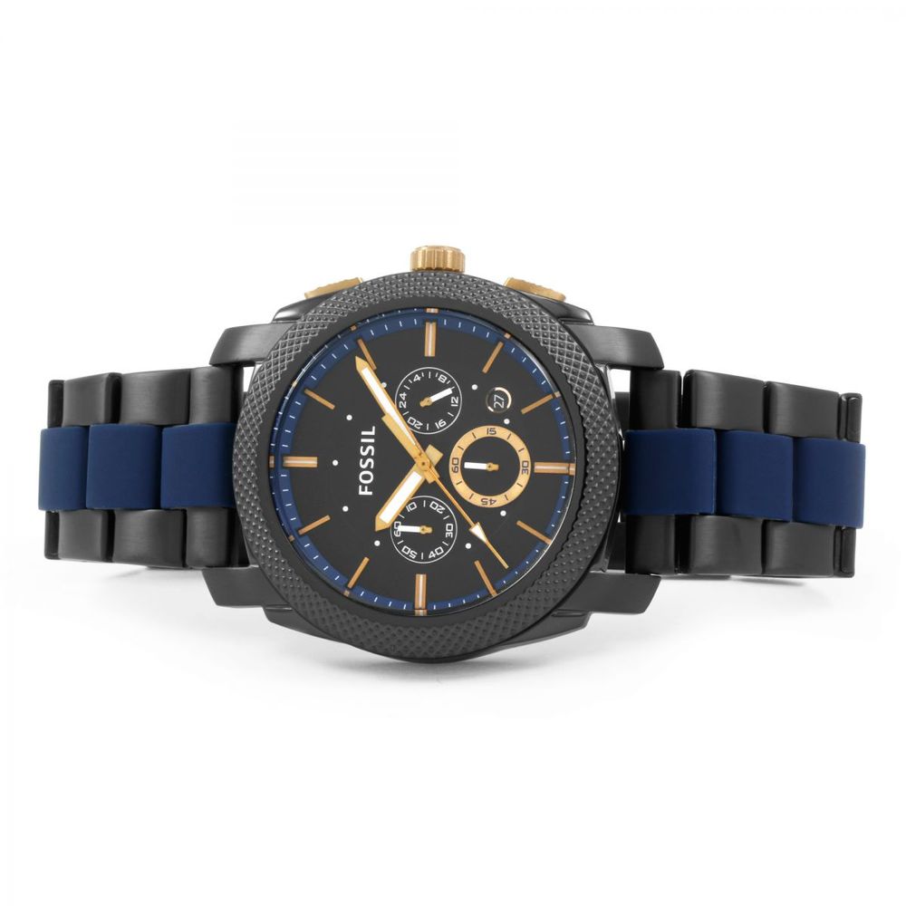  Shop Authentic Fossil Machine Chronograph Black Dial Two Tone Steel Strap Watch for Men - FS5164 - Luxxuri