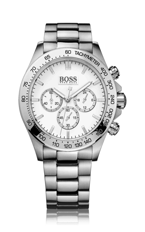  Shop Authentic Hugo Boss Ikon Chronograph White Dial Silver Steel Strap Watch for Men - 1512962 - Luxxuri