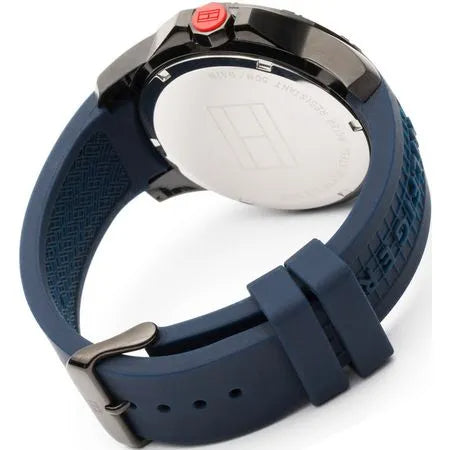  Shop Authentic Tommy Hilfiger Cole Black Dial Blue Rubber Strap Watch for Men - 1790984 - Luxxuri