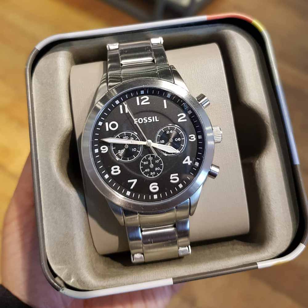  Shop Authentic Fossil Pilot Chronograph Black Dial Silver Steel Strap Watch for Men - FS5141 - Luxxuri