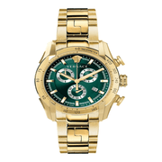  Shop Authentic Versace V-Ray Chronograph Quartz Green Dial Gold Steel Strap Watch For Men - VE2I00621 - Luxxuri
