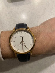  Shop Authentic Fossil The Minimalist Slim White Dial Blue Leather Strap Watch for Men - FS5371 - Luxxuri