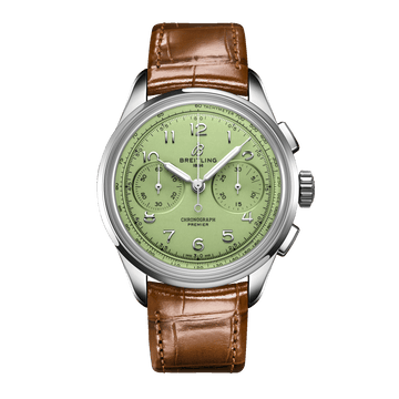  Shop Authentic Breitling Premier B09 Chronograph 40 Green Dial Brown Leather Strap Watch for Men - AB0930D31L1P1 - Luxxuri