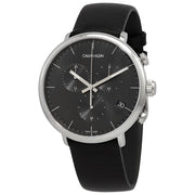  Shop Authentic Calvin Klein High Noon Chronograph Black Dial Black Leather Strap Watch for Men - K8M271C1 - Luxxuri