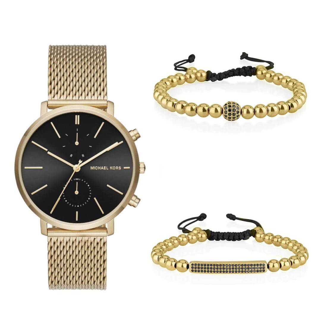  Shop Authentic Michael Kors Jaryn Black Dial Gold Steel Strap Watch for Men - MK8503 - Luxxuri