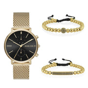  Shop Authentic Michael Kors Jaryn Black Dial Gold Steel Strap Watch for Men - MK8503 - Luxxuri