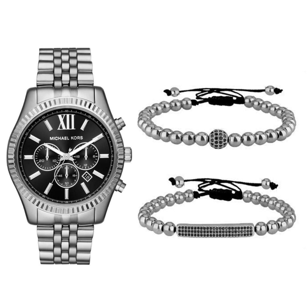  Shop Authentic Michael Kors Lexington Chronograph Black Dial Black Steel Strap Watch For Men - MK8602 - Luxxuri