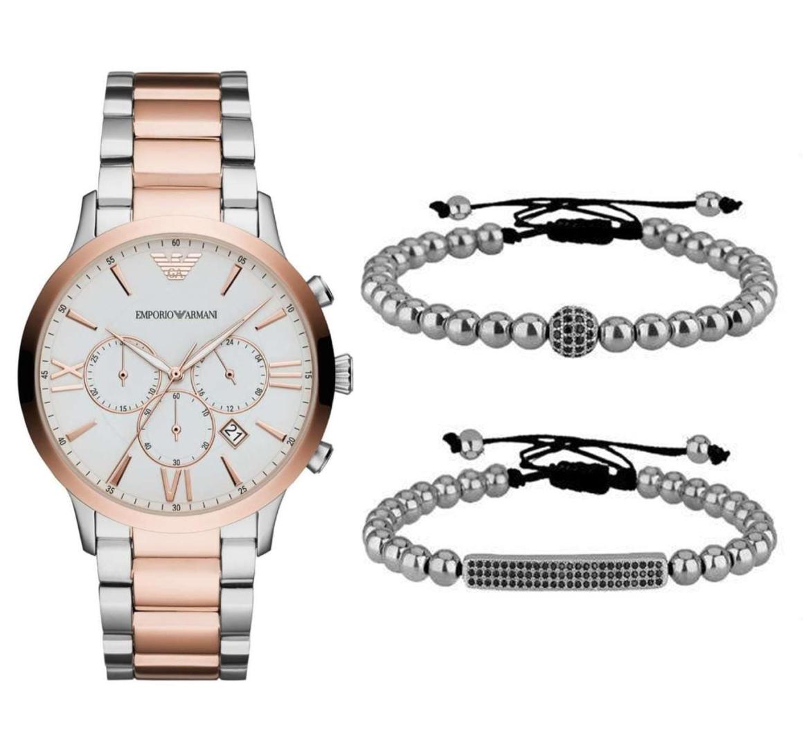  Shop Authentic Emporio Armani Giovanni Chronograph Quartz White Dial Two Tone Steel Strap Watch For Men - AR11209 - Luxxuri