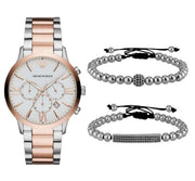  Shop Authentic Emporio Armani Giovanni Chronograph Quartz White Dial Two Tone Steel Strap Watch For Men - AR11209 - Luxxuri