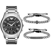  Shop Authentic Emporio Armani Valente Chronograph Quartz Black Dial Silver Steel Strap Watch For Men - AR11083 - Luxxuri