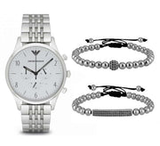  Shop Authentic Emporio Armani Classic Chronograph Silver Dial Silver Steel Strap Watch For Men - AR1879 - Luxxuri