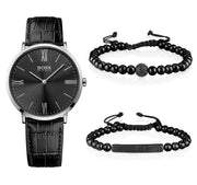  Shop Authentic Hugo Boss Jackson Black Dial Black Leather Strap Watch for Men - 1513369 - Luxxuri