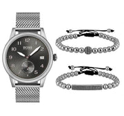  Shop Authentic Hugo Boss Legacy Grey Dial Silver Mesh Bracelet Watch for Men - 1513673 - Luxxuri