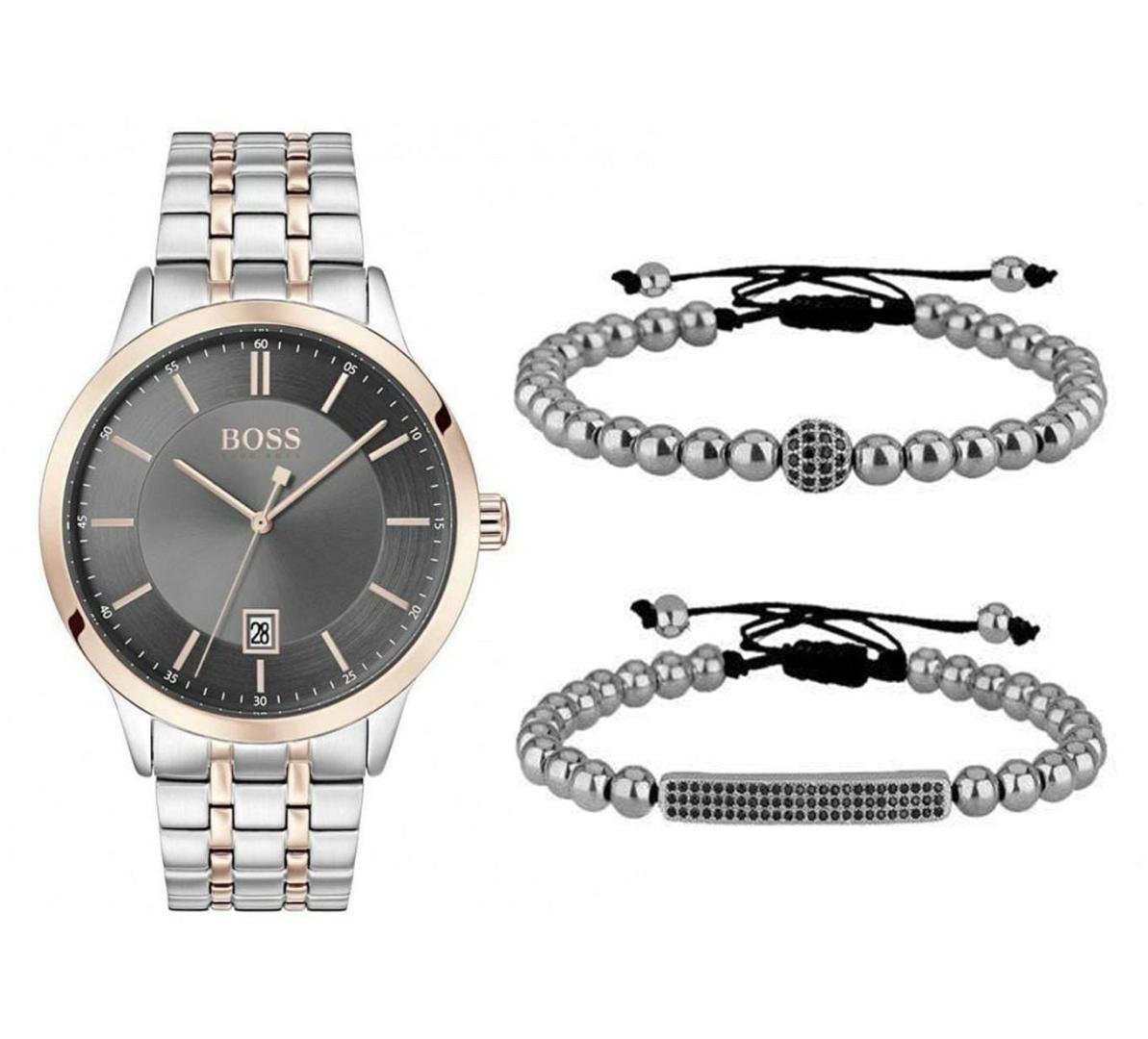  Shop Authentic Hugo Boss Classic Grey Dial Two Tone Steel Strap Watch for Men - 1513688 - Luxxuri