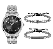  Shop Authentic Hugo Boss Officer Black Dial Silver Steel Strap Watch for Men - 1513614 - Luxxuri