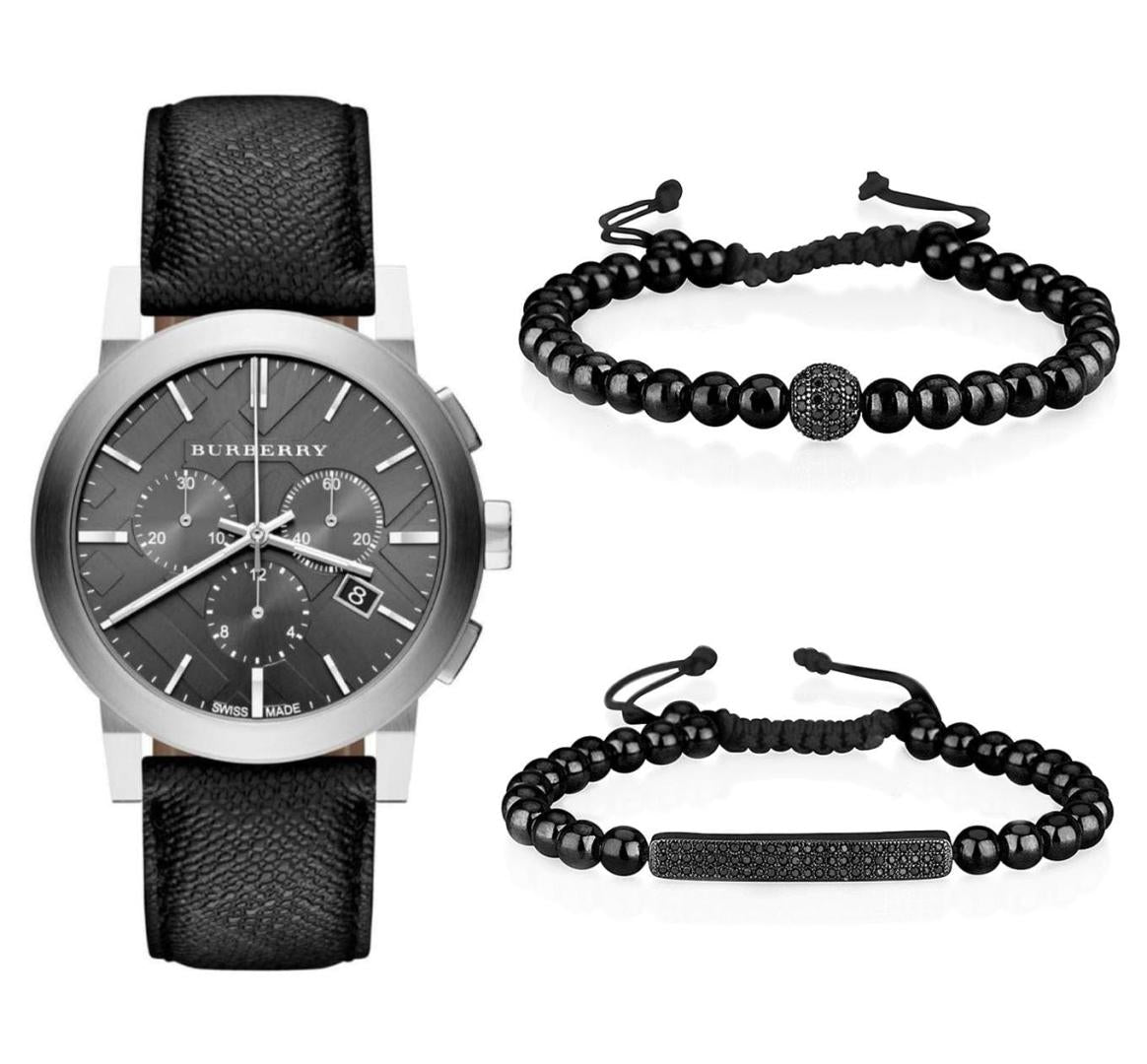  Shop Authentic Burberry The City Grey Dial Black Leather Strap Watch for Men - BU9359 - Luxxuri