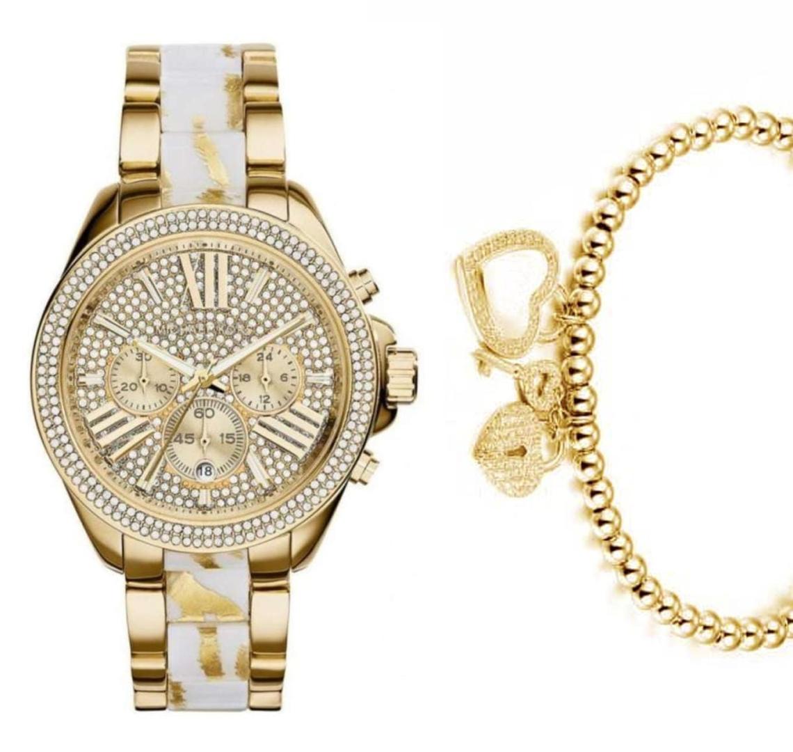  Shop Authentic Michael Kors Wren Diamonds Gold Dial Two Tone Steel Strap Watch for Women - MK6157 - Luxxuri