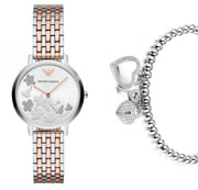  Shop Authentic Emporio Armani Silver Sunray Dial Two Tone Steel Strap Watch For Women - AR11113 - Luxxuri