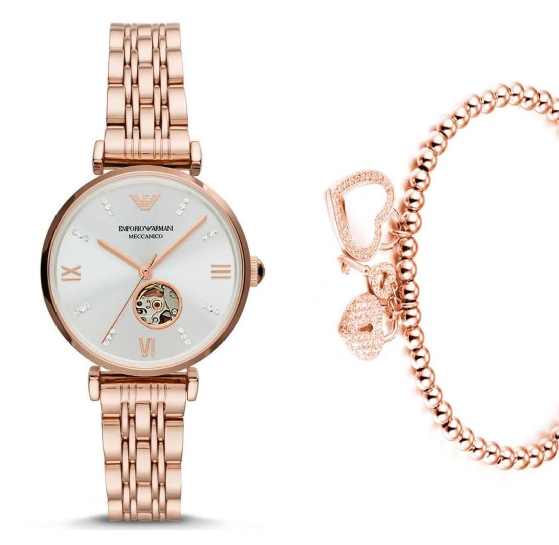  Shop Authentic Emporio Armani Gianni T-Bar Silver Dial Rose Gold Steel Strap Watch For Women - AR60023 - Luxxuri