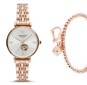  Shop Authentic Emporio Armani Gianni T-Bar Silver Dial Rose Gold Steel Strap Watch For Women - AR60023 - Luxxuri