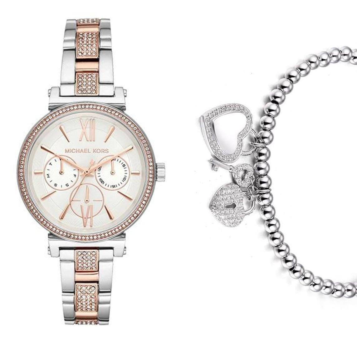  Shop Authentic Michael Kors Sofie Chronograph White Dial Two Tone Steel Strap Watch For Women - MK4353 - Luxxuri