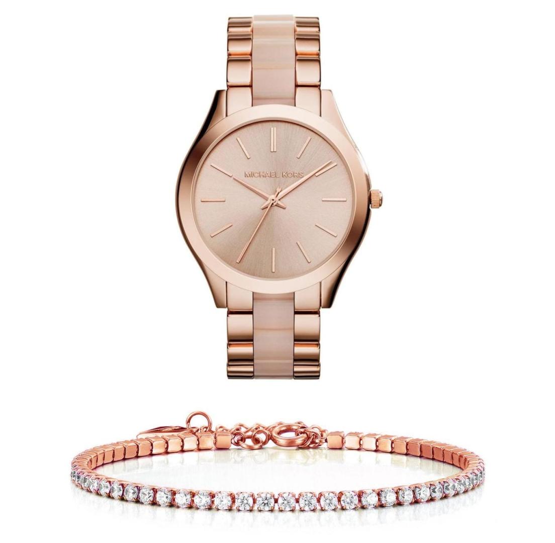 Shop Authentic Michael Kors Slim Runway Rose Gold Dial Two Tone Steel Strap Watch for Women - MK4294 - Luxxuri