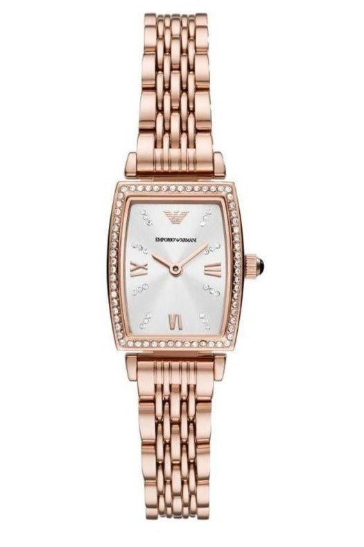  Shop Authentic Emporio Armani Gianni T Bar Quartz Crystals White Dial Rose Gold Steel Strap Watch For Women - AR11406 - Luxxuri