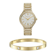  Shop Authentic Michael Kors Kerry Crystals Gold Dial Gold Steel Strap Watch For Women - MK3360 - Luxxuri