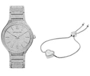  Shop Authentic Michael Kors Kerry Crystal Pave Silver Dial Silver Steel Strap Watch For Women - MK3359 - Luxxuri