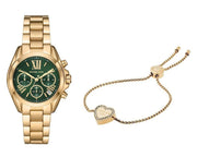  Shop Authentic Michael Kors Bradshaw Chronograph Green Dial Gold Steel Strap Watch For Women - MK7257 - Luxxuri