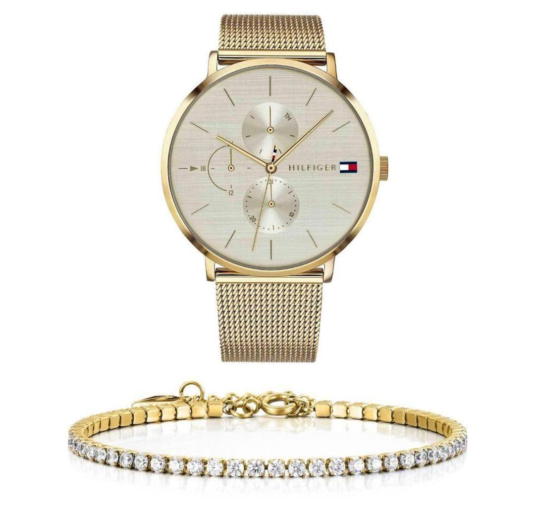  Shop Authentic Tommy Hilfiger Jenna Quartz White Dial Gold Mesh Bracelet Watch For Women - 1781943 - Luxxuri