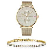  Shop Authentic Tommy Hilfiger Jenna Quartz White Dial Gold Mesh Bracelet Watch For Women - 1781943 - Luxxuri