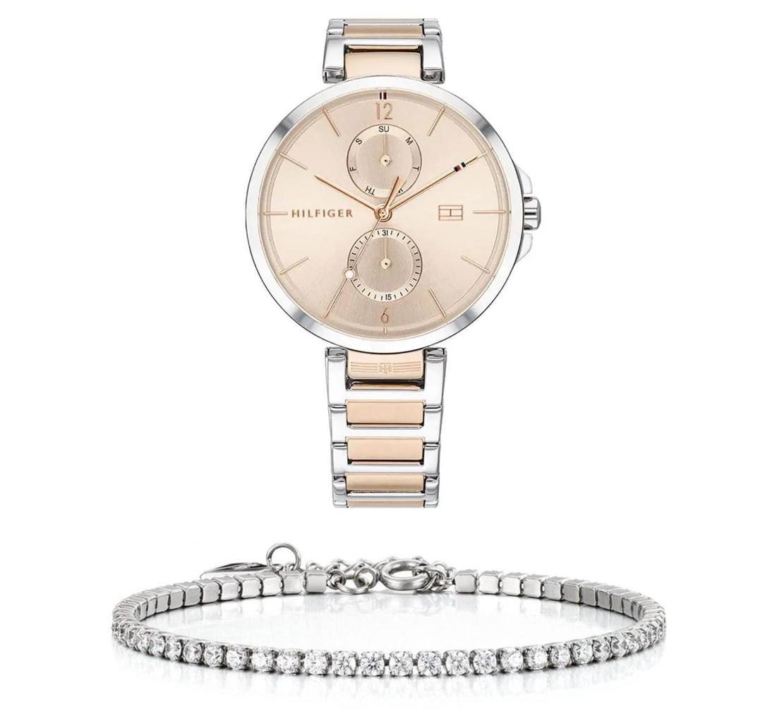  Shop Authentic Tommy Hilfiger Angela Chronograph Pink Dial Two Tone Steel Strap Watch for Women - 1782127 - Luxxuri