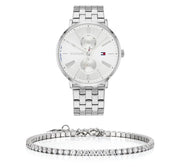  Shop Authentic Tommy Hilfiger Jenna Quartz White Dial Silver Steel Strap Watch for Women - 1782068 - Luxxuri