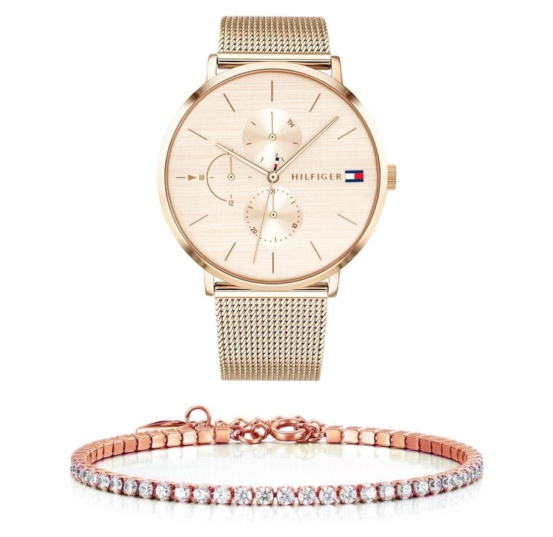  Shop Authentic Tommy Hilfiger Jenna Quartz Rose Gold Dial Rose Gold Mesh Bracelet Watch For Women - 1781944 - Luxxuri