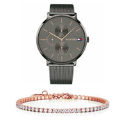  Shop Authentic Tommy Hilfiger Jenna Multifunction Grey Dial Grey Mesh Bracelet Watch For Women - 1781945 - Luxxuri