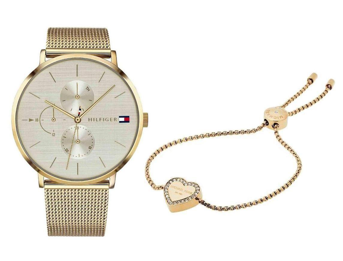  Shop Authentic Tommy Hilfiger Jenna Quartz White Dial Gold Mesh Bracelet Watch For Women - 1781943 - Luxxuri