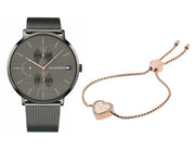  Shop Authentic Tommy Hilfiger Jenna Multifunction Grey Dial Grey Mesh Bracelet Watch For Women - 1781945 - Luxxuri