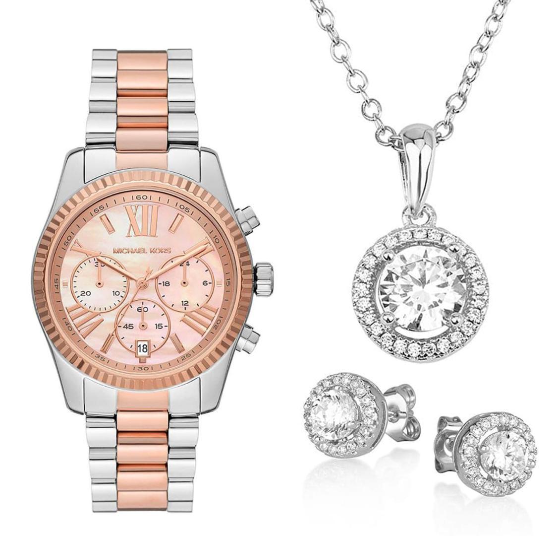  Shop Authentic Michael Kors Lexington Chronograph Rose Gold Dial Two Tone Steel Strap Watch For Women - MK7219 - Luxxuri
