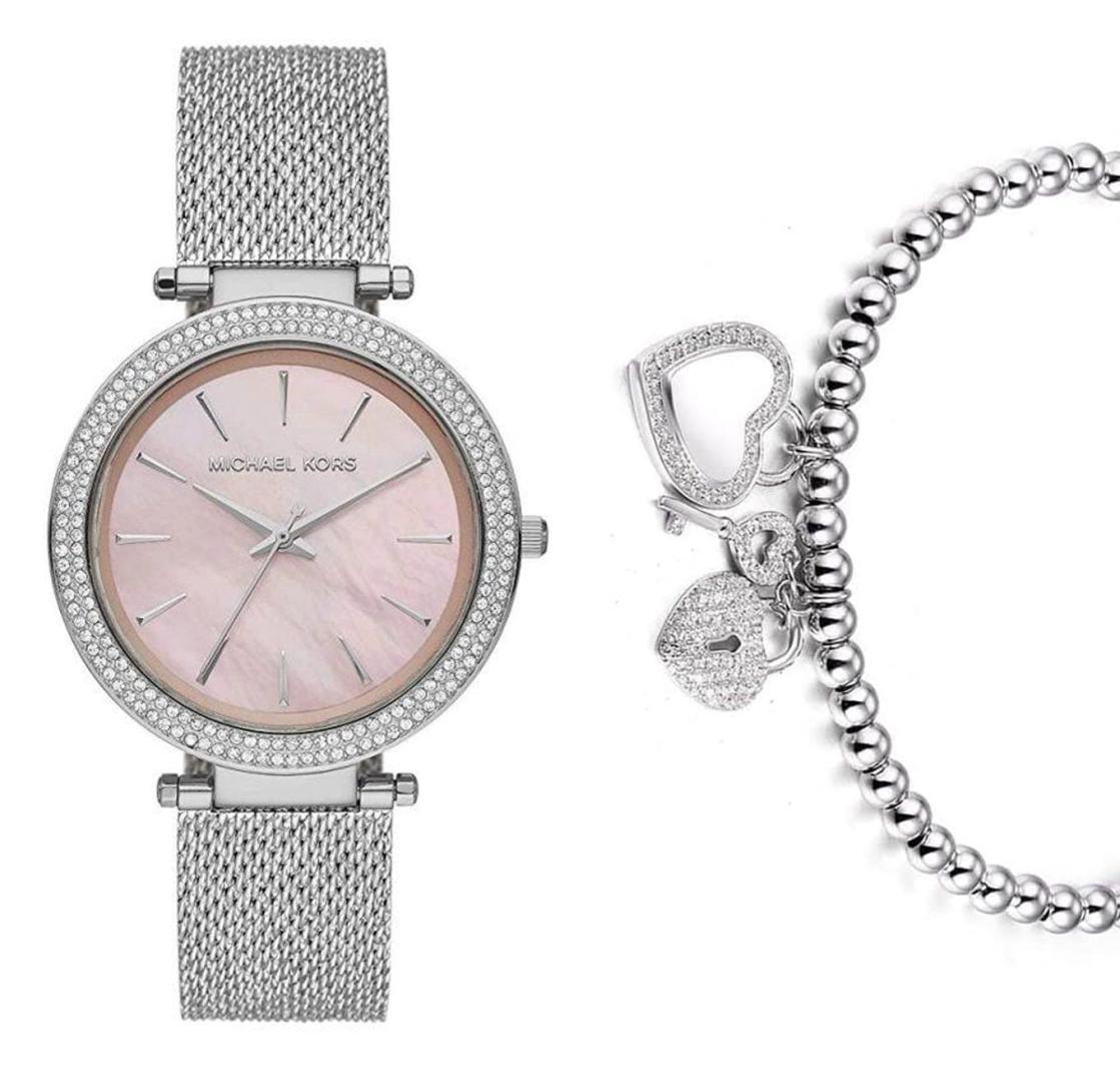  Shop Authentic Michael Kors Darci Analog Pink Dial Silver Mesh Bracelet Watch For Women - MK4518 - Luxxuri